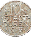 Germany 1918 10 Pfennig Stadt Düren Rheinpronvinz Coin