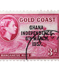 Gold Coast stamp 1957 3d. with Ghana independence overprint Stamps