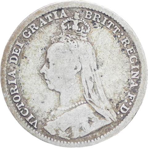 Great Britain Queen Victoria 1891 3 Pence Silver Coin (2nd portrait)