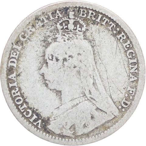 Great Britain Queen Victoria 1891 3 Pence Silver Coin (2nd portrait)