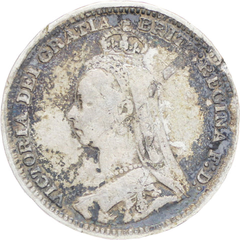 Great Britain Queen Victoria 1891 3 Pence Silver Coin (2nd portrait)