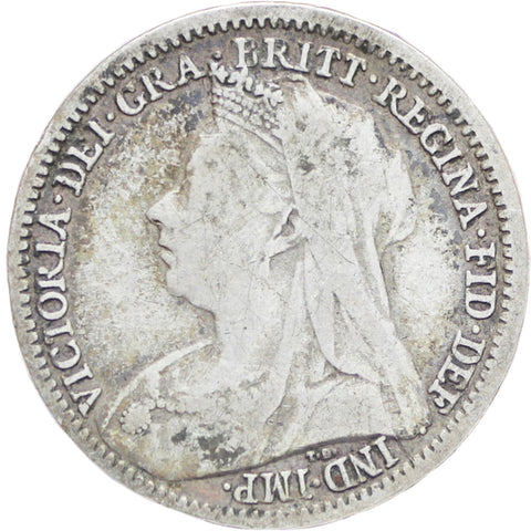 Great Britain Queen Victoria 1899 3 Pence Silver Coin (3rd portrait)