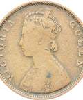 India British Queen Victoria 1862 Half Anna Copper Coin