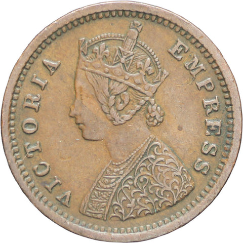 India – British Queen Victoria 1884 1/12 Anna Copper Coin