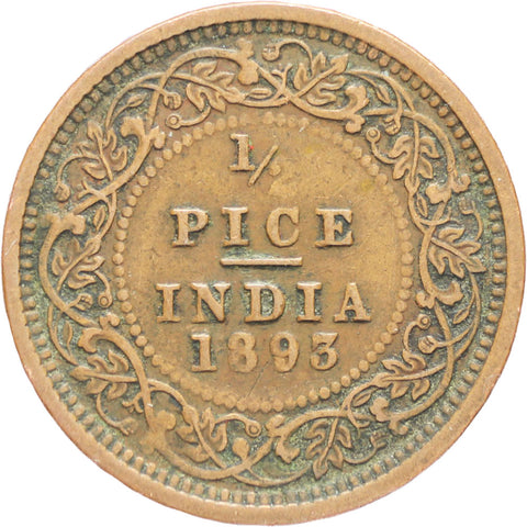 India – British Queen Victoria 1893 Half Pice Cooper Coin