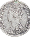 India – British Queen Victoria 1894 2 Annas Silver Coin