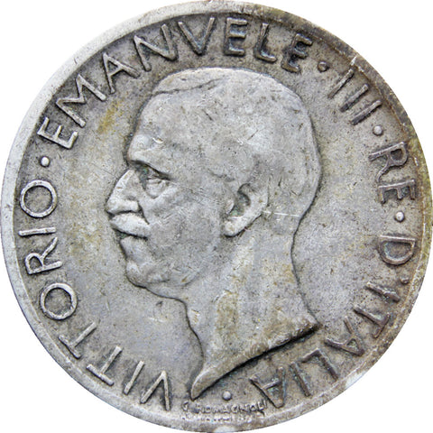 Italy 1927 5 Lire Vittorio Emanuele III Coin Silver