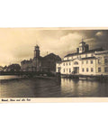 Lithuanian City Memel Postcard River and Bridge view