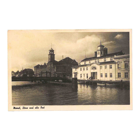 Lithuanian City Memel Postcard River and Bridge view