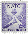 Nato 3 Cent 1952 United States of America Stamp Torch of Liberty and Globe