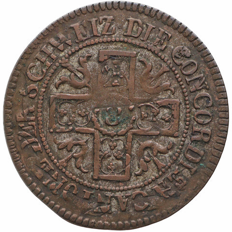 Over strike 1828 5 Rappen Swiss Canton of Fribourg Coin