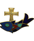 Pin Badge Christian Vintage Fish Cross