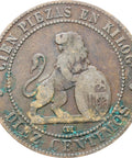Spain 1870 OM Diez Centimos 10 Centimos Coin