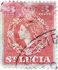 St. Lucia 1949 3 Cent Red Queen Elizabeth II Stamp Used