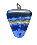 Vintage Silver Toped Blue Glass Pendant