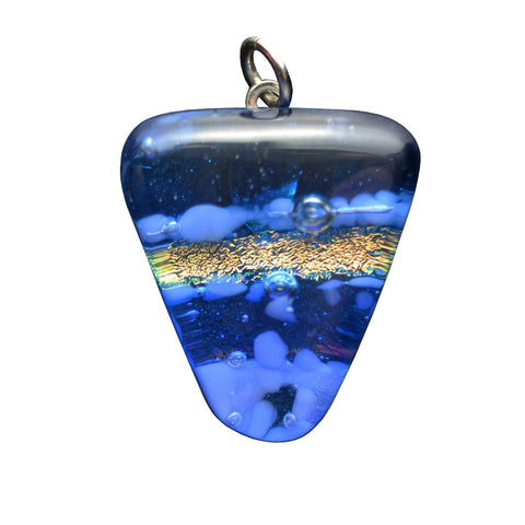 Vintage Silver Toped Blue Glass Pendant