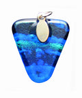 Vintage Silver Toped Blue Glass Pendant