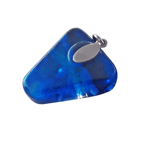 Vintage Silver Toped Blue Glass Pendant