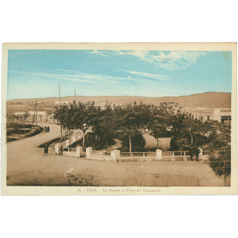 Taza, Morocco – Le Square et Place du Commerce, Early 20th Century Postcard