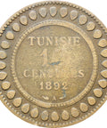 Tunisia 1892 10 Centimes Ali III Coin