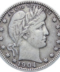 United States 1904 Quarter Dollar Barber Coin Silver