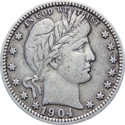 United States 1904 Quarter Dollar Barber Coin Silver