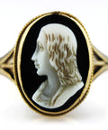1854’s Victorian Ring Gold Cameo Antique 15ct Carved Hardstone , Painter Raphael.