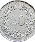 1960 Switzerland 20 Rappen Coin