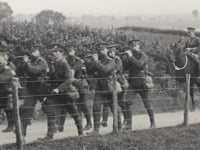 Folkestone British Soldiers Marching in the Countryside - World War I Postcard