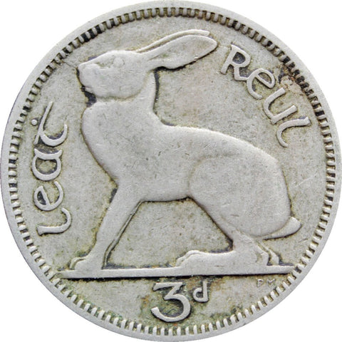 1946 Ireland 3 Pingin 1/2 Reul Coin