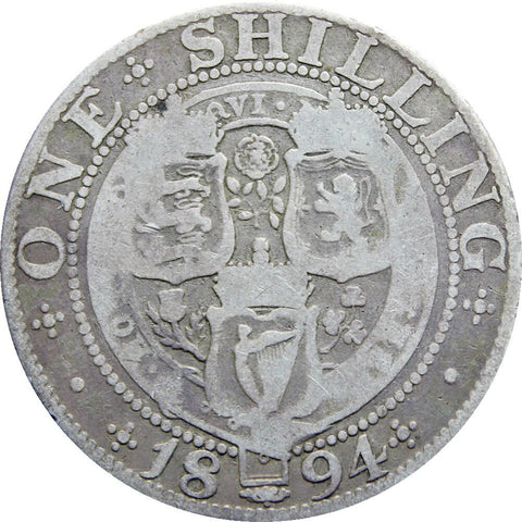 1894 Shilling Queen Victoria Great Britain Silver Coin