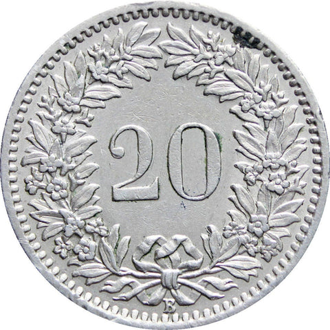 1965 20 Rappen Switzerland Coin