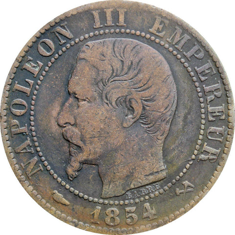 1854 B 5 Centimes Napoleon III France Coin Mint Rouen