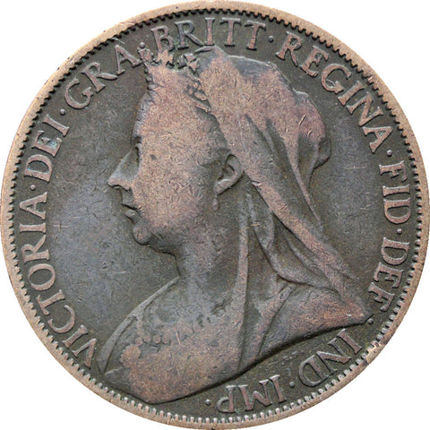 1900 One Penny Queen Victoria Great Britain Bronze Coin