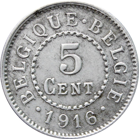 1916 5 Centimes Belgium Coin German Occupation Coinage