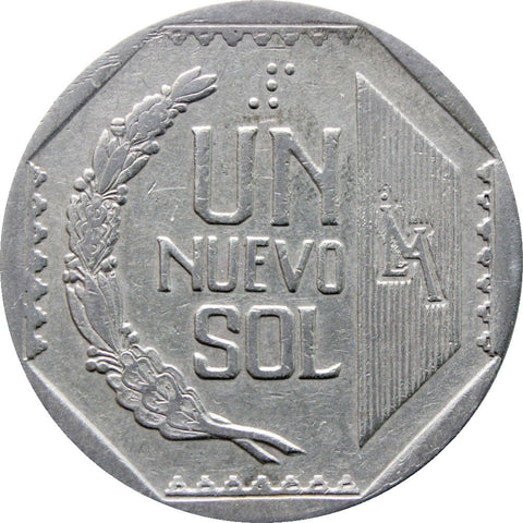 1991 One Nuevo Sol Peru Coin with Braille