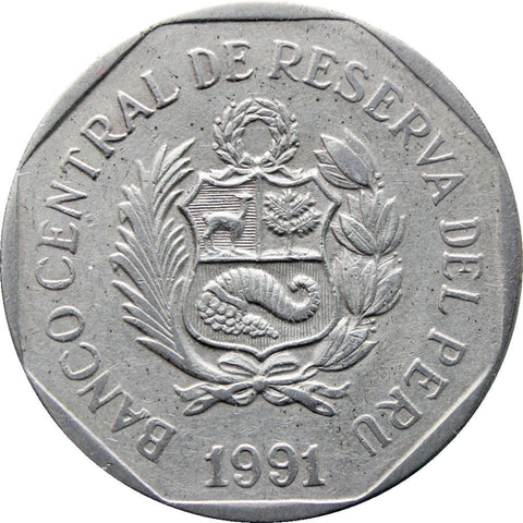 1991 One Nuevo Sol Peru Coin with Braille