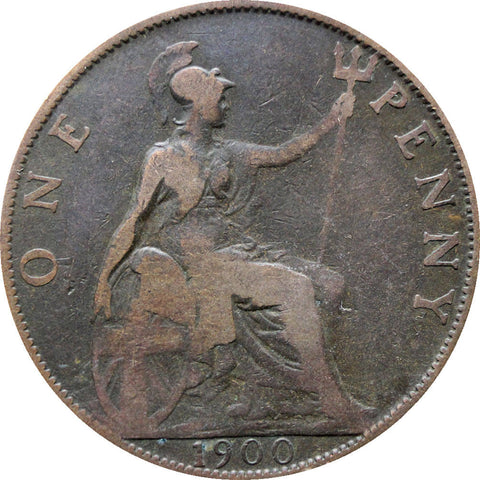 1900 One Penny Queen Victoria Great Britain Bronze Coin