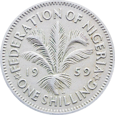 1959 One Shilling Nigeria Elizabeth II Coin