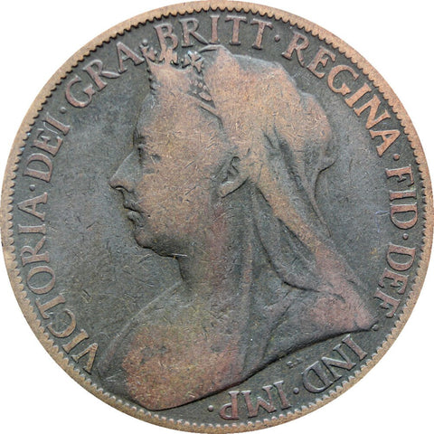 1899 One Penny Queen Victoria Great Britain Bronze Coin