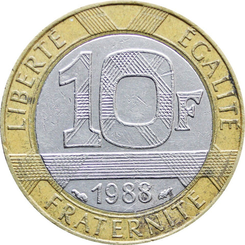 1988 10 Francs France Coin dolphin mark