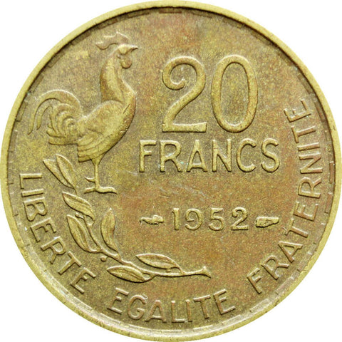 20 Francs 1952 France signature G GUIRAUD 4 feathers