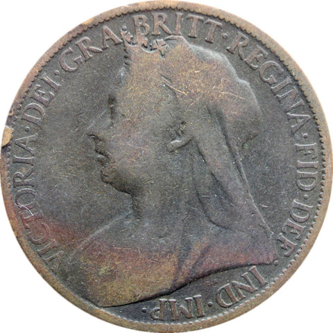 1899 One Penny Queen Victoria Great Britain Bronze Coin