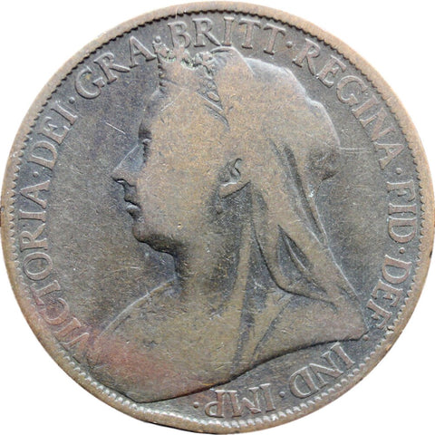 1898 One Penny Queen Victoria Great Britain Bronze Coin