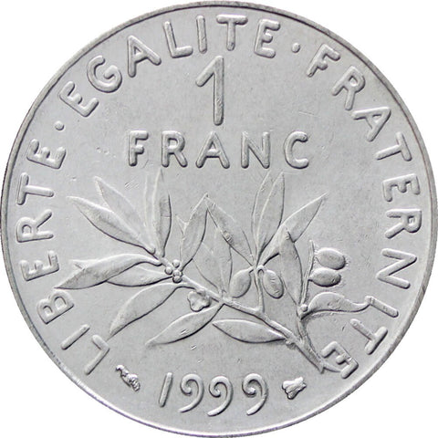 1999 One Franc France Coin