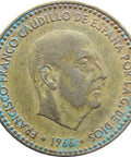 1966 One Peseta Spain Francisco Franco Coin, real date is 1974