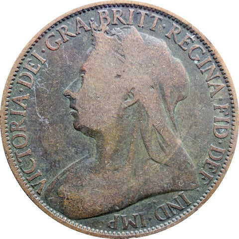 1896 One Penny Queen Victoria Great Britain Bronze Coin