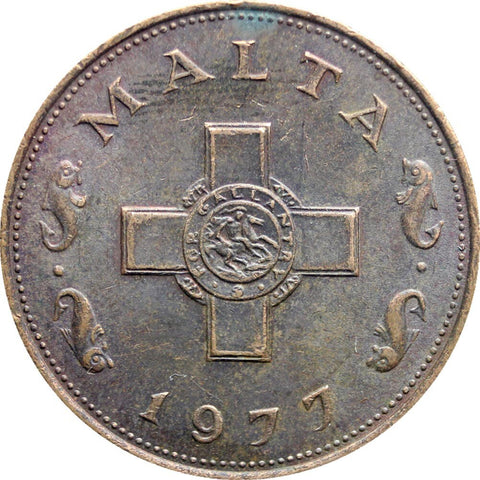 1977 One Cent Malta Coin