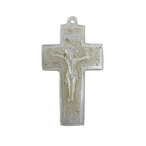 Cross Pendant Folk Art Vintage Plastic