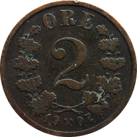 1907 2 Øre Norway Haakon VII Coin